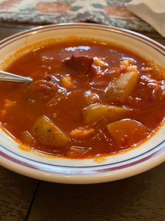 Aforementioned bubbling cauldron of spicy fish stew. 
