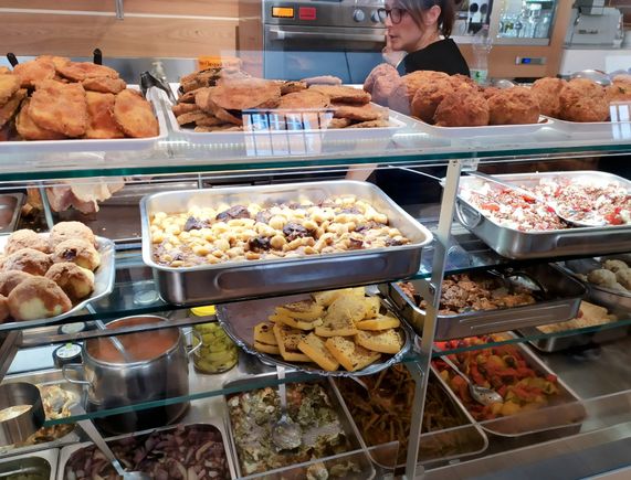 The food spread in one of the buffet restaurants in Trieste
