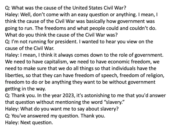 "What do you want me to say about slavery?"