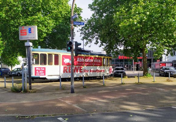 Outside the REWE supermarket in Duisburger Straße, Mülheim an der Ruhr 