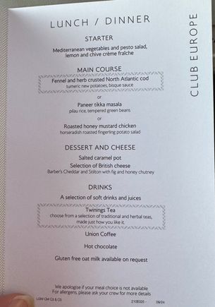 Rest of Day menu ACE-LGW 25/11/24