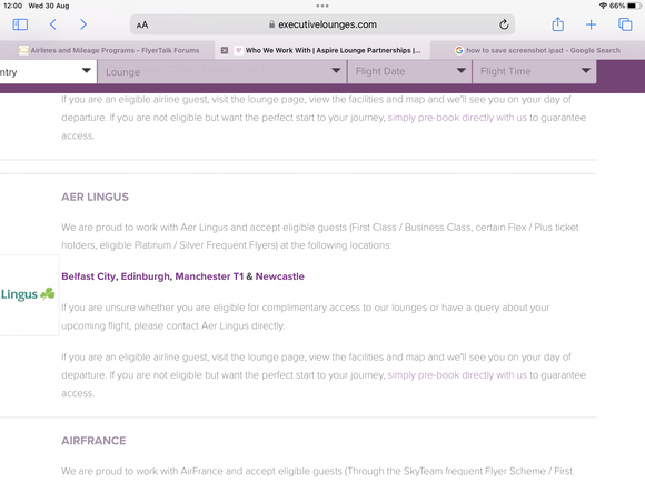 Until yesterday I had always got access at Newcastle.  Here is the Aspire listing which is still on their website today