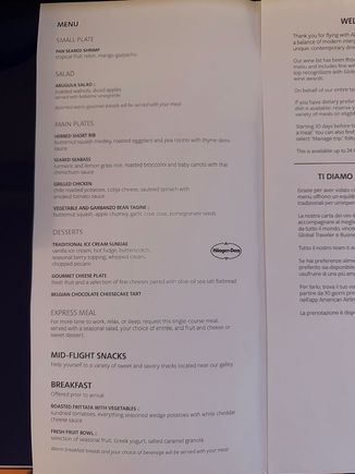 Dinner menu. 