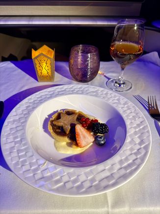 Warm mince pie with crème Anglaise red currants and mixed berries - this was excellent as well 9/10