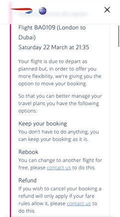 Already given the option to rebook for tomorrows 21.35 flight Heathrow tow Dubai. What are the chances they will rebook on a different airlines from a different airport to ensure we arrive sometime on Sunday? 