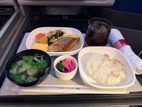 Pre arrival meal featuring yellowtail.