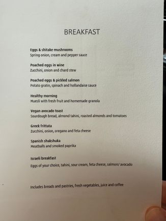 The a la carte breakfast menu. You can officially choose one item, but they seemed flexible. 