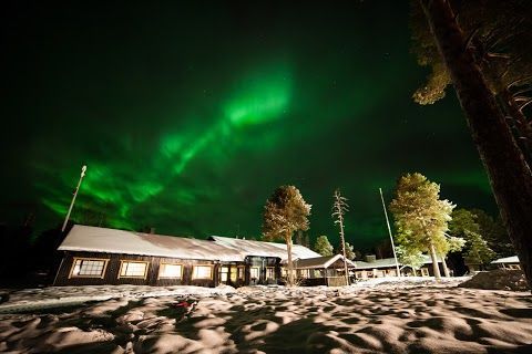 Aurora borealis over our lodge