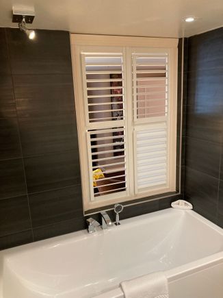 And the white windows blinds ... i can see/hear/smell right through from bathroom to bedroom .... so you know to keep the blinds closed if you are sensitive