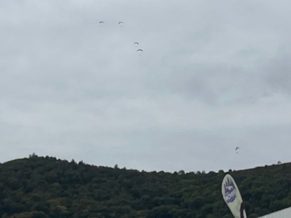 Hang gliders above the Malvern Hills.