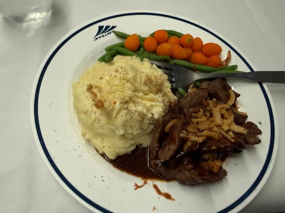 Amtrak Steak, the best thing they serve.