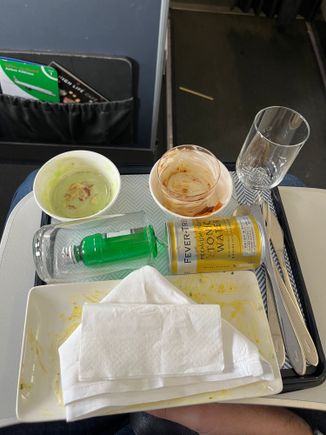 Finished meal with empty glass