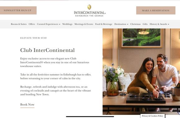 Club Intercontinental being displayed being offered at Intercontinental Edinburgh The George