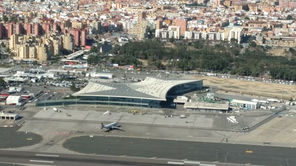 Gibraltar Airport with La Linea behind..