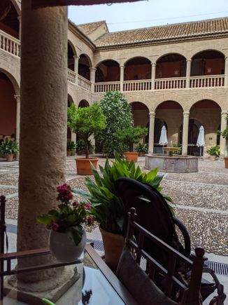 Breakfast in the beautiful courtyard. 