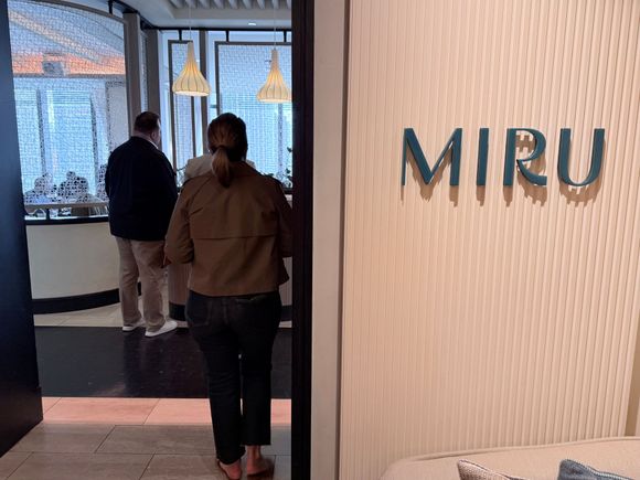 Entering Miru restaurant for brunch