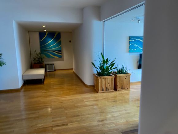 Conrad lounge hallway (bathrooms/showers straight ahead)
