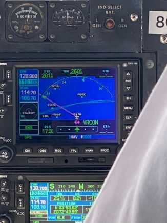 Nav system showing the hotel navaids