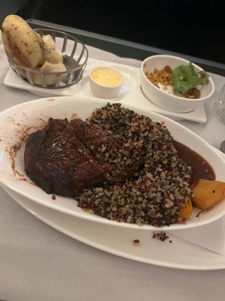 Beef was cooked within an inch of its life but tasty. Cous-cous was dry but tasty