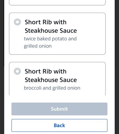 Both short rib options were available. 