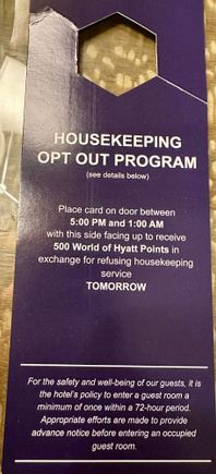 500 points a night for skipping housekeeping 