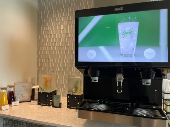 Beverage self-serve machine. Dual liquid dispensers