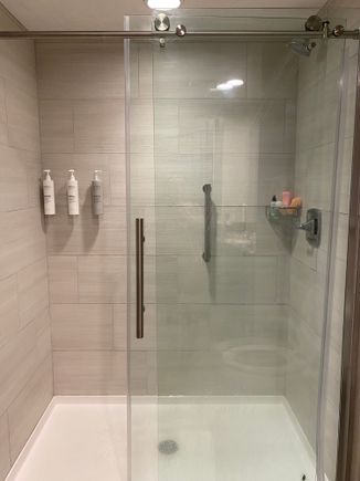 This is the most annoying part of this renovation. You must walk all the way into the shower to turn on water. Naturally you will get blasted with cold water while you try to dash out. 