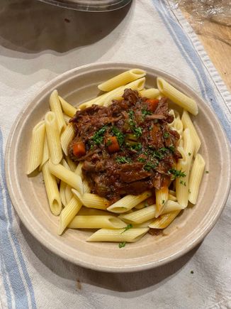 Lamb ragu. Not pictured is the ceasar salad sans croutons from earlier.  