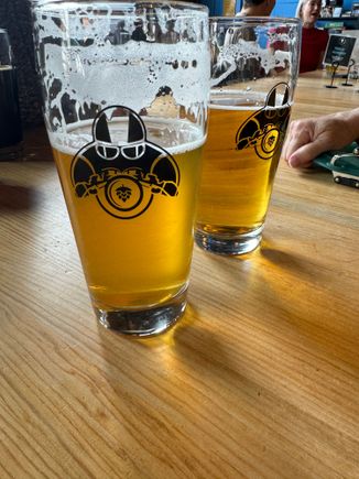 L- “All Bark, No Bite” IPA (48 IBU, 7.5%) (which I said I would be referring to as “Buddy Beer” bc he was with us)
R- “Rabbit Ears” IPA (45 IBU, 7%)