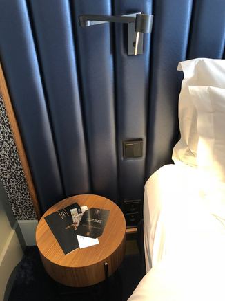 Night table, plug in and reading lamp