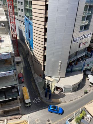Small but hilly side street between Voco and the Bay shopping centre