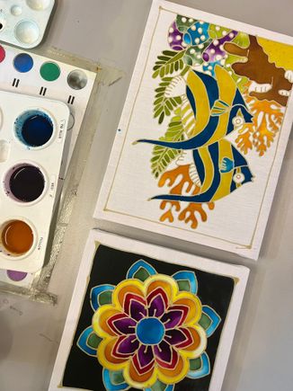 After visiting a Batik painting exhibition yesterday, we decided to try some of our own! There’s a great workshop called ‘Ainna Artwork’ near the central market where you can buy a canvas, and enjoy an hour working with watercolours to paint them. A relaxing afternoon activity! This is our work in progress.  