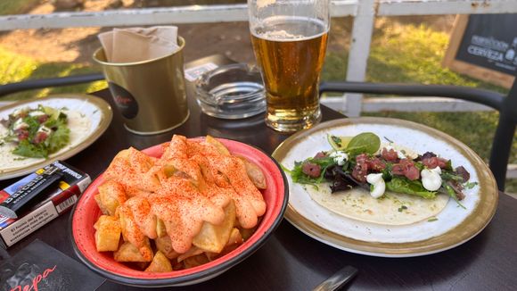 Patatas bravas and tuna tacos