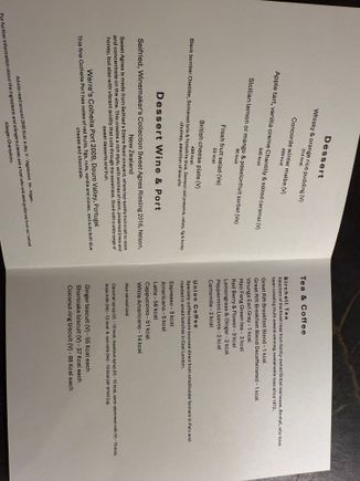 Dessert menu