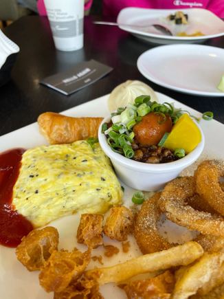 A "western selection" with some braised pork rice on the side