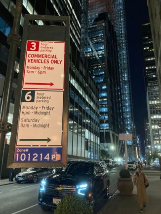 Rules in the street in front of the hotel main entrance (48th street)