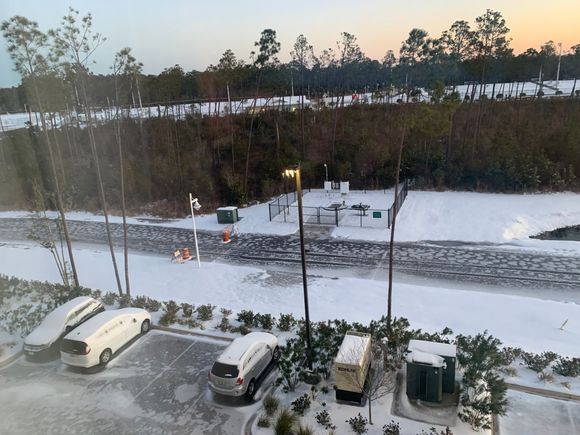 The roads turned to slush then froze. 