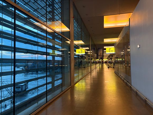 Off to the gate down this long corridor