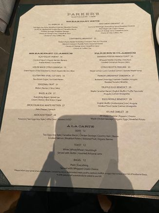 Breakfast menu