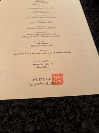 The “menu” no saving ourselves required…..no human marshmellows…..