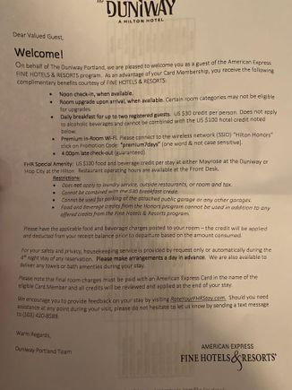 FHR “benefits” and $100 F&B restrictions