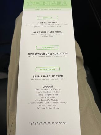 Cocktail Menu - Eastbound SFO-JFK