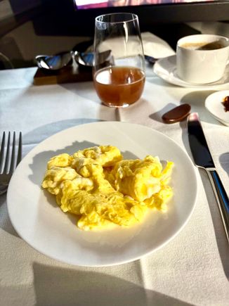 second meal before landing- scramble eggs 