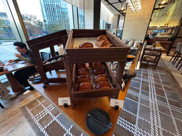 Breakfast buffet pastry selection 