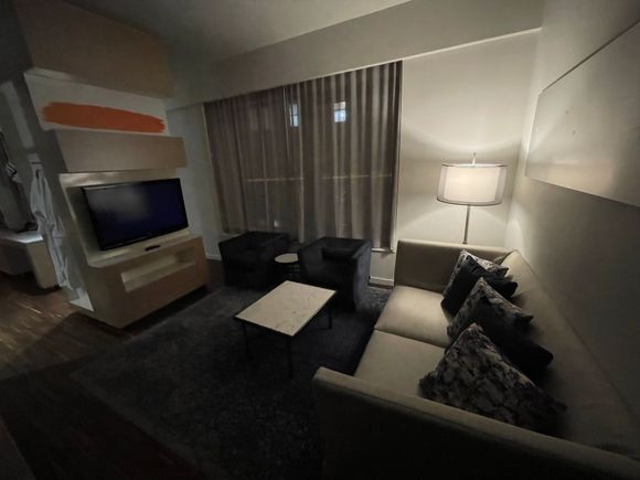 Living room. Couch was reasonably comfy but not one I’d want to spend the night on.