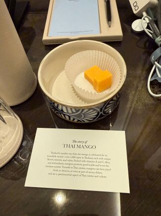 Little snacks every day for turndown (I went and bought the same container at Terminal 21 — it’s gorgeous!)