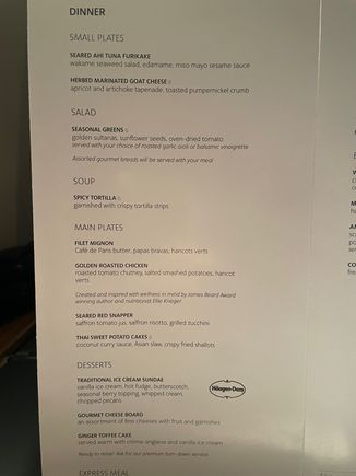 Actual menu (not to be confused with the pre-selection menu on the AA app that included additional choices)...