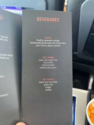 Drinks menu