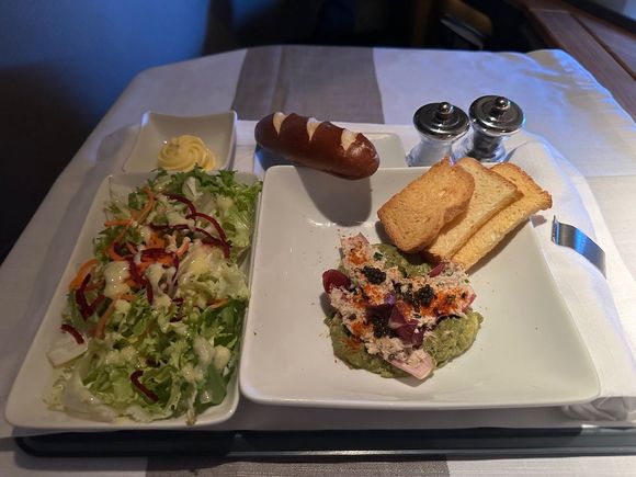 Salad with crab / guac app. There was also some caviar on top. Too much guac. 