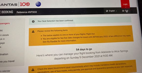 Going to click exit booking top right